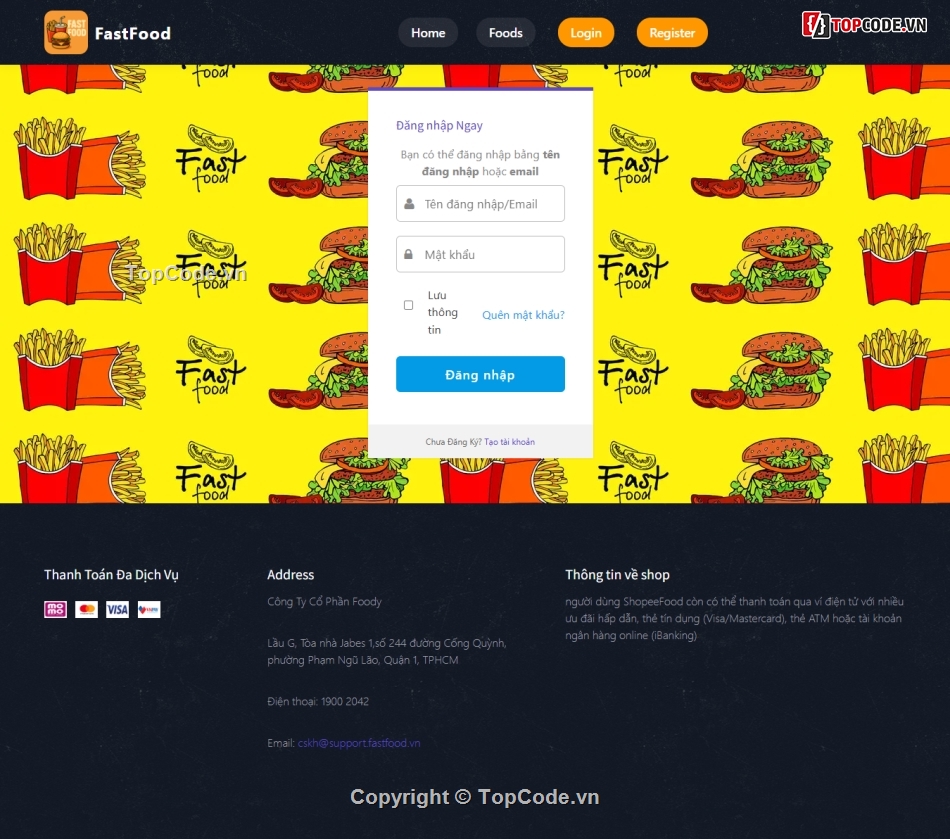 Code đồ án,Website đồ ăn,web đặt đồ ăn nhanh,web đồ ăn nhanh